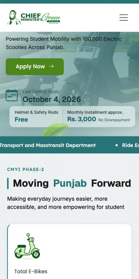 The official portal: bikes.punjab.gov.pk. Phase 2 last date was 4 October 2026 Step 1 of 4: The official portal: bikes.punjab.gov.pk. Phase 2 last date was 4 October 2026