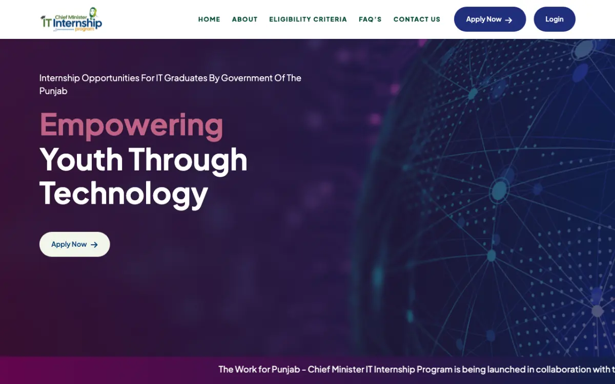 Official Work for Punjab CM IT Internship Program portal home page Official Work for Punjab CM IT Internship Program portal home page